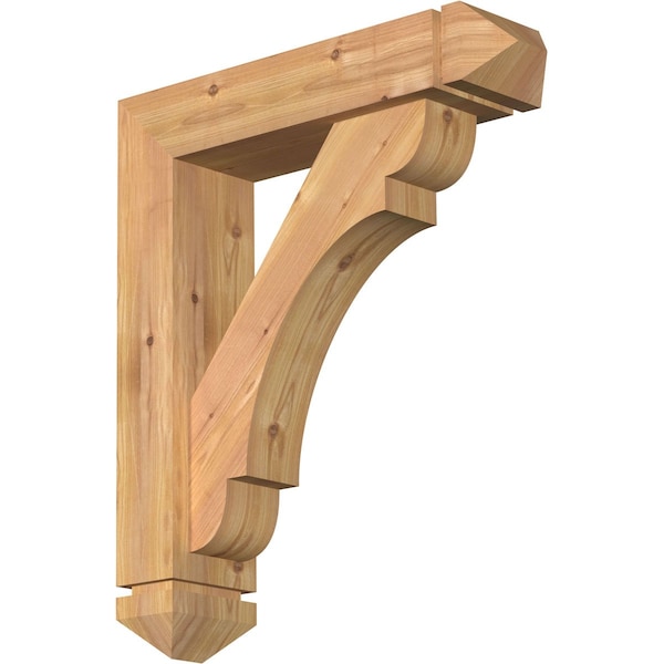 Ekena Millwork Olympic Arts and Crafts Smooth Bracket w/ Offset Brace, Western Red Cedar, 5 1/2"W x 22"D x 26"H BKT0604X22X26OLY03SWR - main